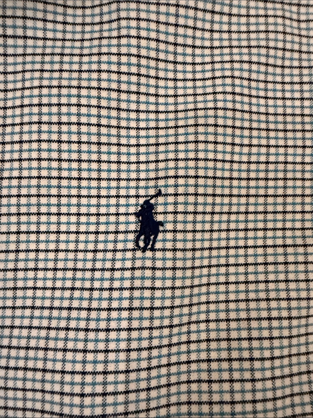 Upcycled Ralph Lauren Navy, Lt Blue & White plaid shirt Size XL - Picture 3 of 10